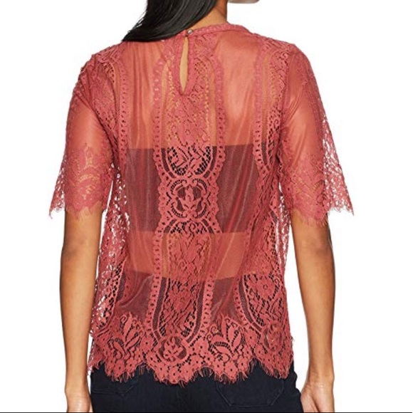 Boho Pink Crochet Lace Woven 3/4 Sleeves Blouse - Picture 5 of 8